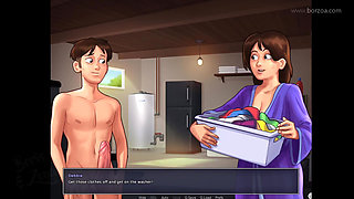 My horny stepmom with big tits can barely fit my giant cock in. (Summertime Saga - Debbie - 4)