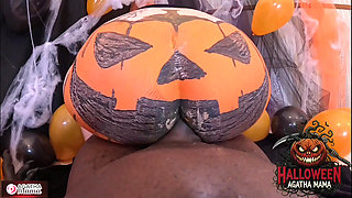 Agatha Mama on a BBC Fucking a Brazilian MILF's Halloween Jack O'lantern