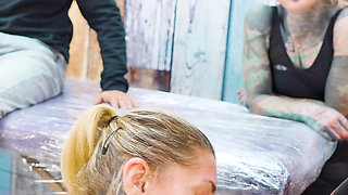 Tattooed Couple Fuck with Big Cocks Merry Gets Inked Foursome