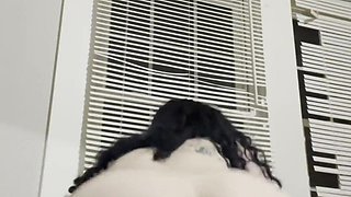 Goth girl twerks herself numb waiting