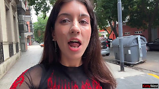 I Love to Walking Covered in Cum! Please Cum on My Face! - Public Cumwalk on Street