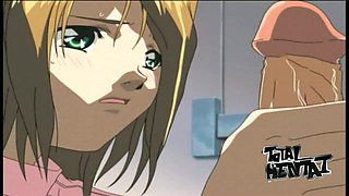 Tied up nurse gets mouthfucked and masturbated in ardent hentai