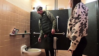 Caught Public Restroom and Sloppy Seconds with Wife
