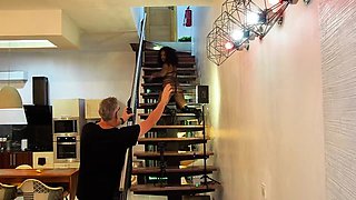 Stairway to deduction - photoshoot end in powerful shagging on stairs