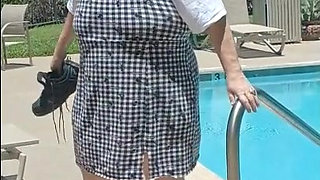 Nurse Vicki Wears Checkers to the Pool