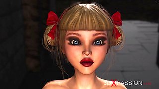 Devil plays with a super hot girl in hell
