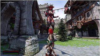 Attack On Titaness - Sexy Ebony Destroys Skyrim