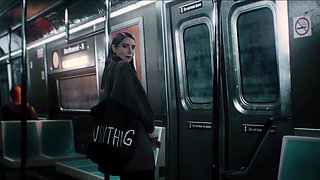 Gothic babe MollyRedWolf gives a POV blowjob in public on a subway