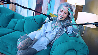 I talk about R - Relief - ASMR podcast SFW talking goth skinny girl dreadlocks tattoo model inked girl