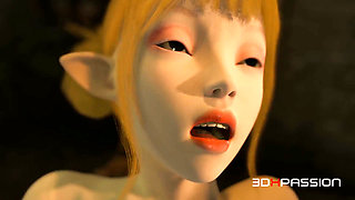 Dungeon Domination: Orc Breaks Elven Girl with Rough Assfuck & Cum