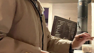 Cooking Food at Kitchen Then Pussy Cant Wait Go to Piss