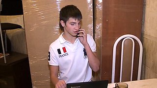 Sausage sucking lessons for cute russian brunette Misha