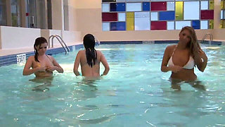 Three Brunettes in the Pool