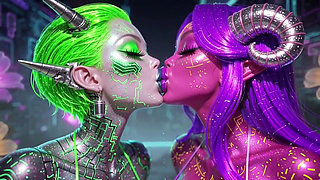 Beautiful Aliens Kiss on Nice Music, Ai Animation