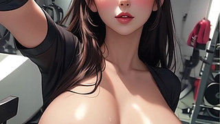 IA gym girls showing her big tits