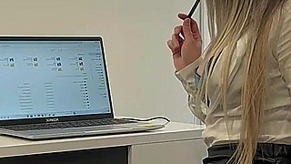 Busty Secretary Masturbates in the Office and Squirts!