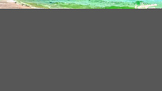 918 Gold Spandex Pantyhose and Link Swimsuit on the Beach