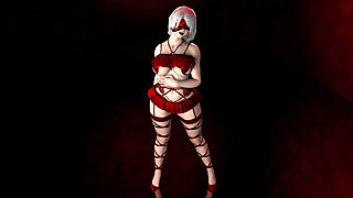 Cosplay 2B dances in lingerie for you on Christmas.