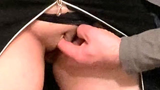 Horny Babe Fingered Under Dress in Public