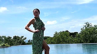 Teasing at the Pool in Micro Bikini, Swimming