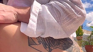 April Big Ass Tries Multiple Anal Plugs by the Pool