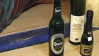 Mature Babe's Pussy Stuffed with Bottle and Anal Pounding