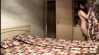 my busty stepmother changes the bed naked