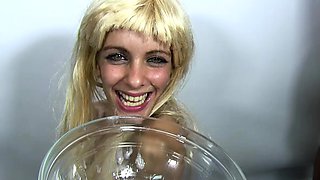 Big tit brunette sucks a big cock blowjob POV
