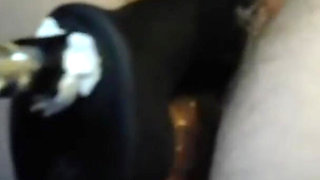 BBW Hairy Wet Pussy Getting Smashed by Thick BBC Dildo on Sex Machine