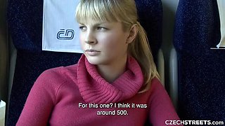 Hot Blonde Teen Rose Delight Gives Blowjob on Train - Public Sex POV