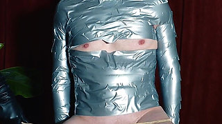 Hardcore Corporal Punishment with Upper Leg Caning and CBT While in Tape Bondage