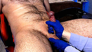 Another dick shaving session with an oily handjob and a happy ending