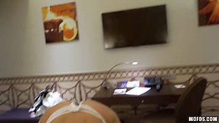 Kitana Lure tries on panties and tries them on for size