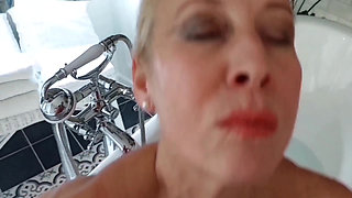 Mature Blonde Wife Enjoys Sex in the Bathroom