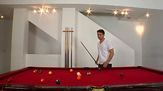 She interrupts their pool game