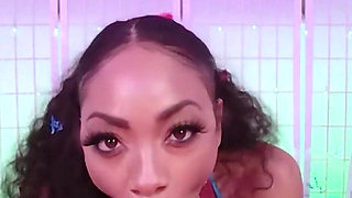 Hot Ebony Babe Cali Caliente Deepthroating Big Cock POV