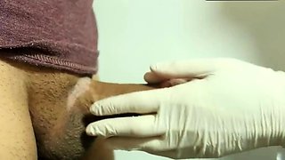 Sexy Doctor Blowjobs Patient's Cock with Latex Gloves -