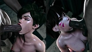 Hot 3D redhead licking a pussy while getting fucked