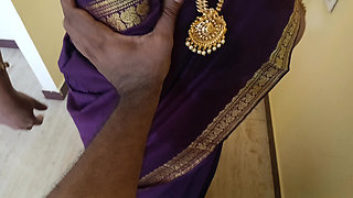 Housewife works at home with stepsister and her husband