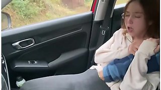 Tiny Girlfriend Soaked In Car Wet Leggings, Intense Fingering & Multiple Squirting Orgasms
