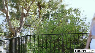 Splendid blonde has sensual and enthusiastic anal sex with a handsome and muscular guy