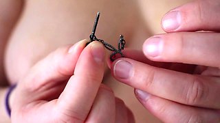 How to Change Nipple Piercings   Huge Natural Tits,