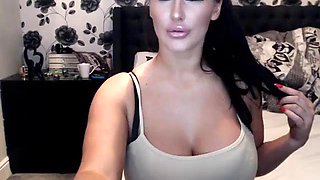 Brunette flashes her assets: Amateur, Chaturbate  Cam Porn