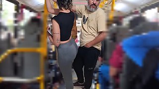 Young whore student gets fucked by an older guy right on the bus in public