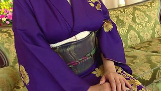 Ryoko dressed in kimono is ready to reveal the slut inside h