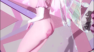 [mmd] Pink Korean Princess Beauty Live Queencard Double Ponytail Nipple Bell