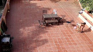 Couple Playing and Fucking in the Courtyard, Outside