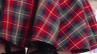 Schoolgirl in a Mini Skirt Shows Pussy