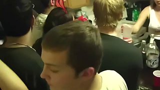 Throat and pussy banged college slut toys her clit