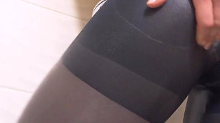 Horny MILF Gets Wet In Control Top Pantyhose Tights